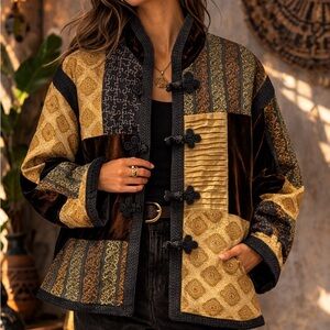 Max & Mabel Patchwork Brocade Frog Closure Jacket | Size 1